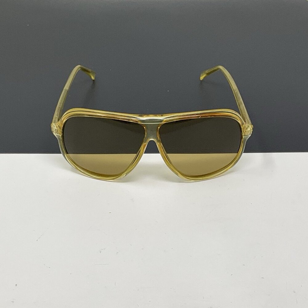 Vintage 1970s - 1980s Aviator Sunglasses – Clear Amber Frame  Glass Lenses Korea